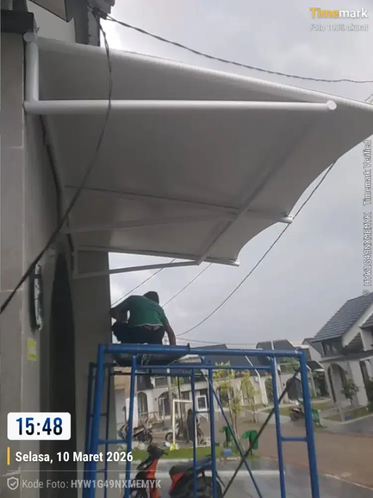 Canopy membran kain alderon utk carport fasad esthethic murmer