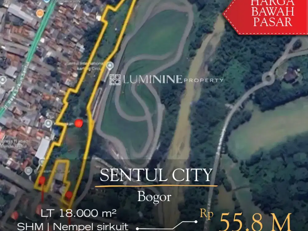 kavling murah harga bawah pasar,jual BU.Nempel Sirkuit Sentul.Cocok untuk resort,hotel,workshop.Harga cuma 55.8 M nego sampe deal!