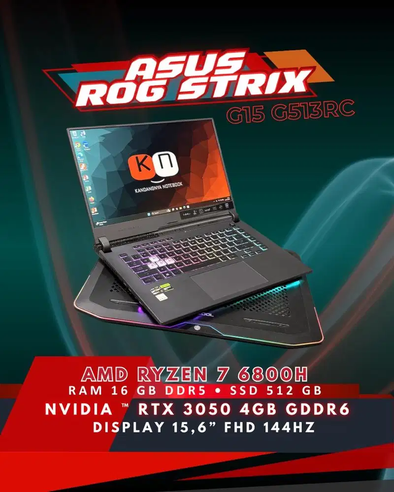 Asus rog G513RC Ryzen 7 6800H Nvidia RTX 3050 4GB Fulset