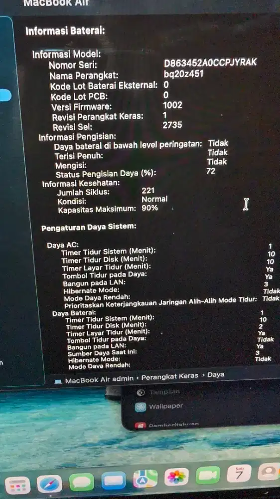 Macbook Air M1 2020 iBox Normal Siap Pakai