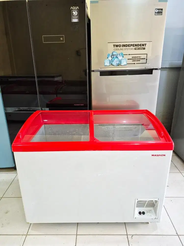 Free antar freezer maspion 330L murah
