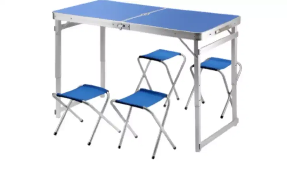 meja portable jualan lengkap dengan kursi