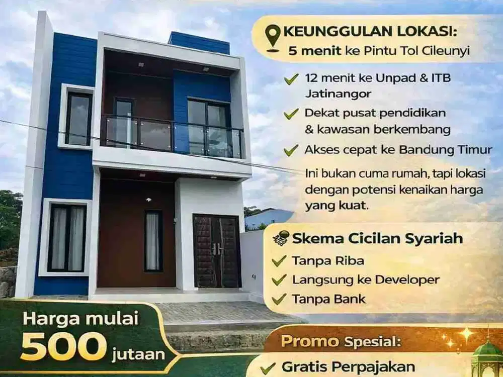 Rumah 2 Lantai Type 54/60 Nara Cozy House Cileunyi Bandung Timur – 3 Kamar Skema Syariah