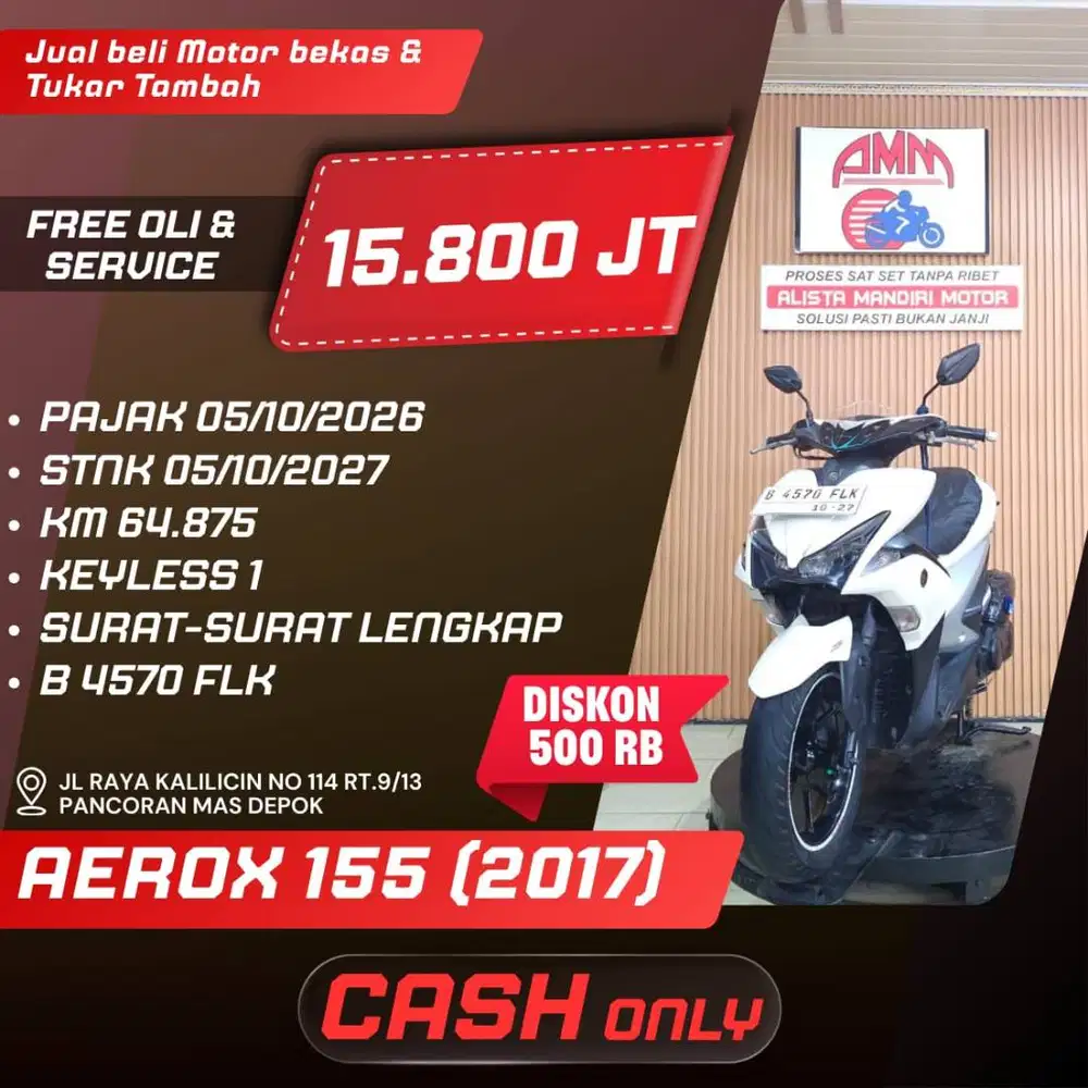 AEROX 155 S 2017 PAJAK HIDUP CASH KREDIVO INDODANA SHOPEELATER ALISTA