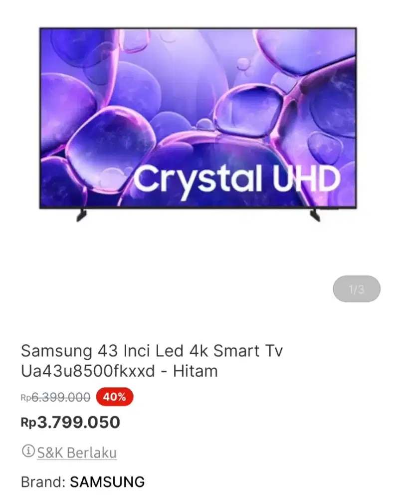 Tv samsung 43inch smart tv plus
