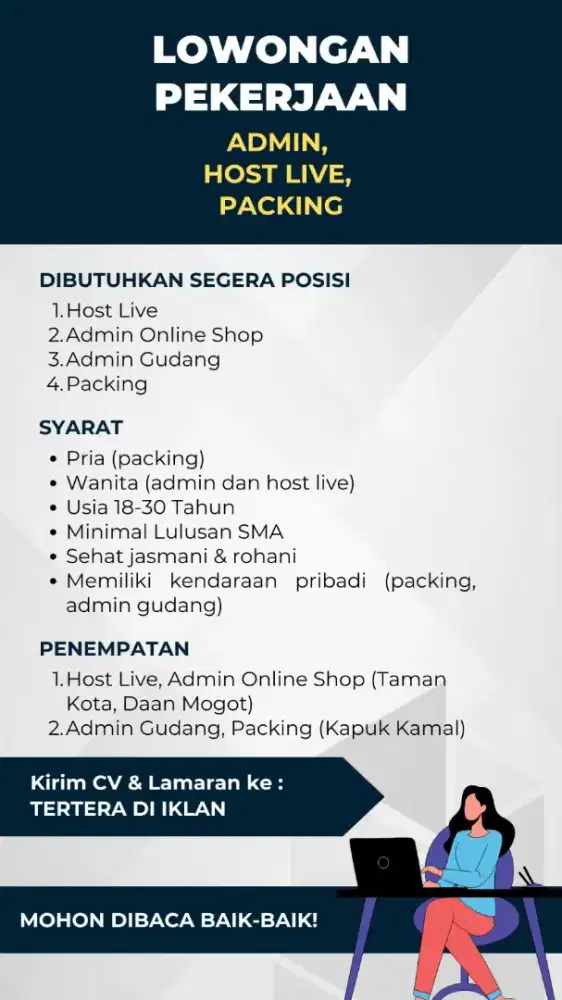 Lowongan Kerja Admin Host Live dan Packing