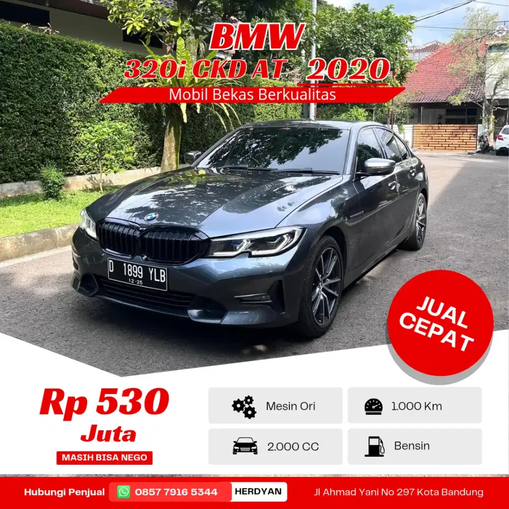 *BMW 320i CKD AT 2020, D 1899 YLB, ABU-ABU, KM  36RBU