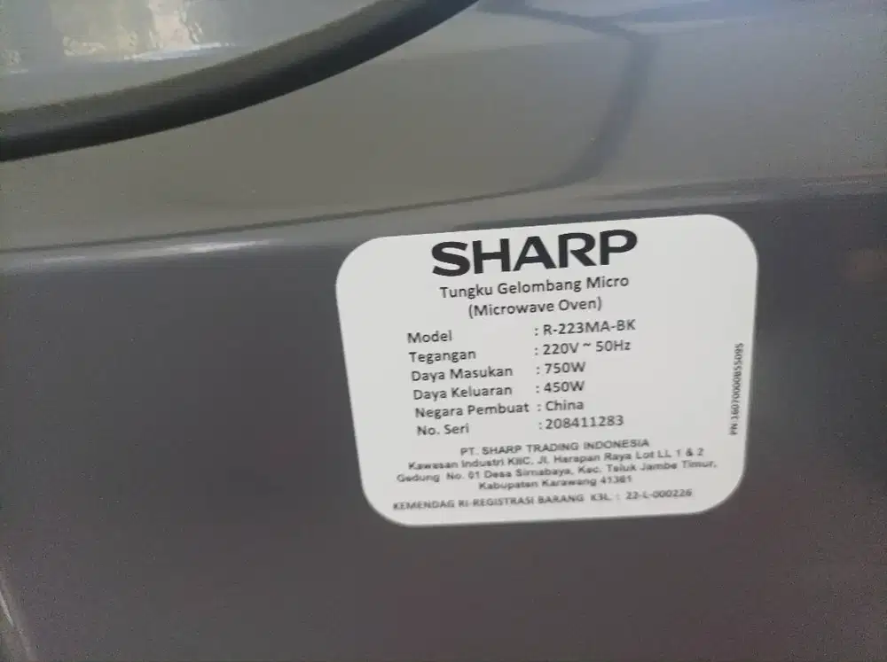 Microwave Oven Sharp R-223MA-BK 23 Liter Low watt R223MA