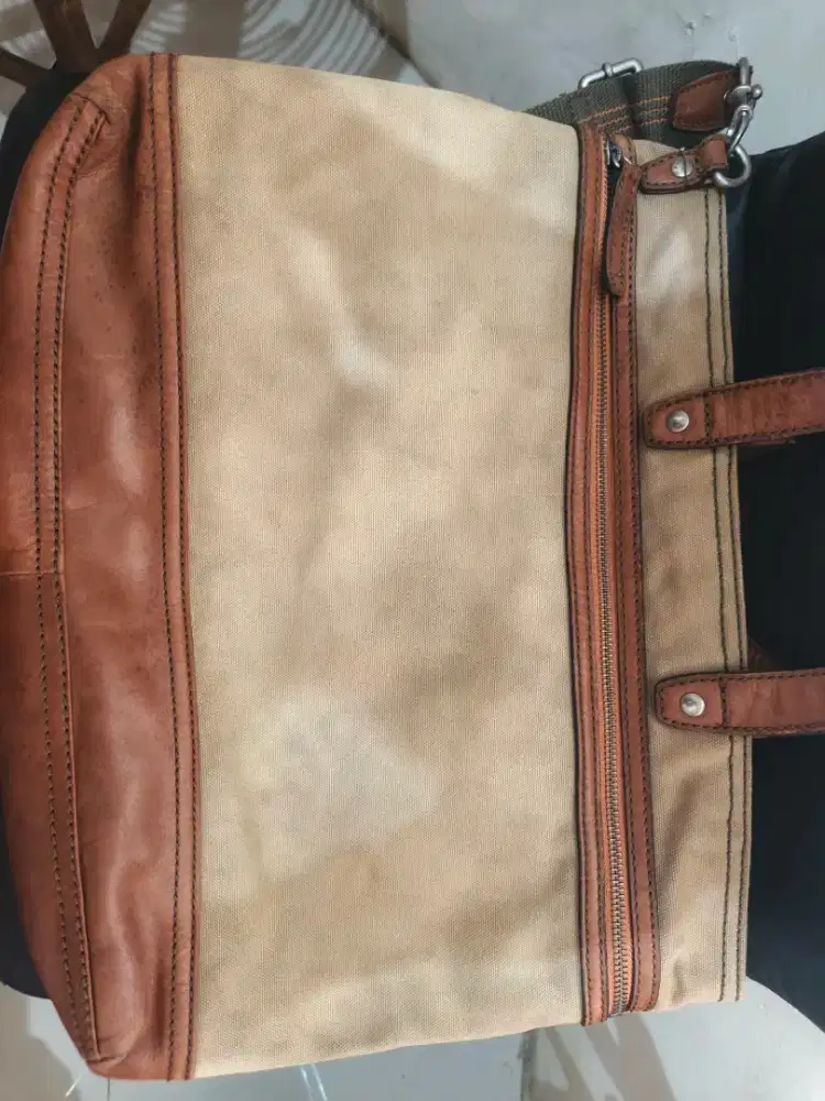 Tas fossil canvas kulit original