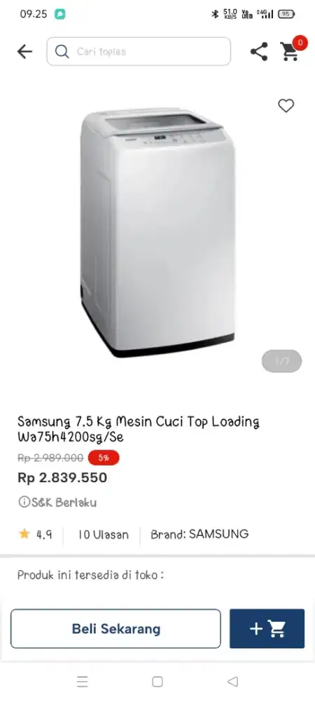 Promo mesin cuci pintu atas