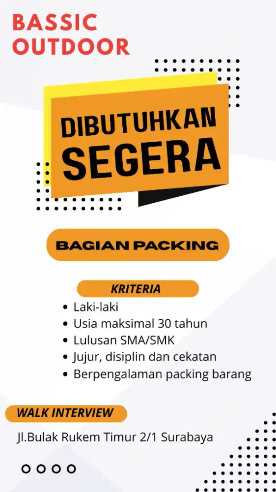 DIBUTUHKAN BAGIAN PACKING