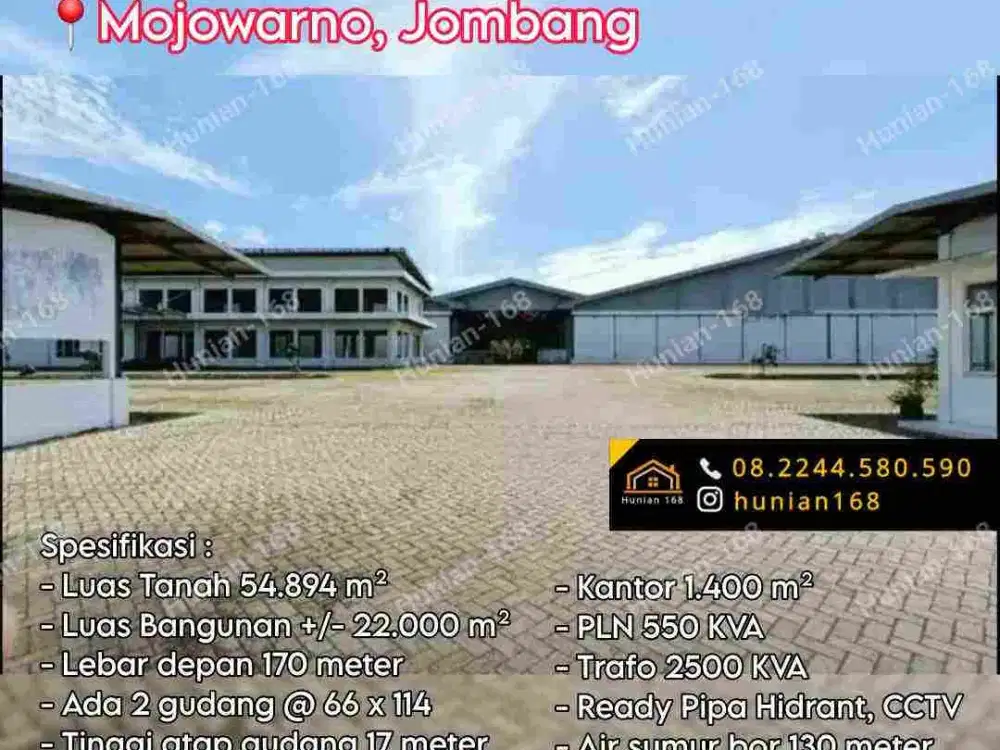 Gudang Bekas Pabrik Tanah Kavling Industri Raya Propinsi Provinsi Mojowarno Ploso Jombang Mojoagung Perak