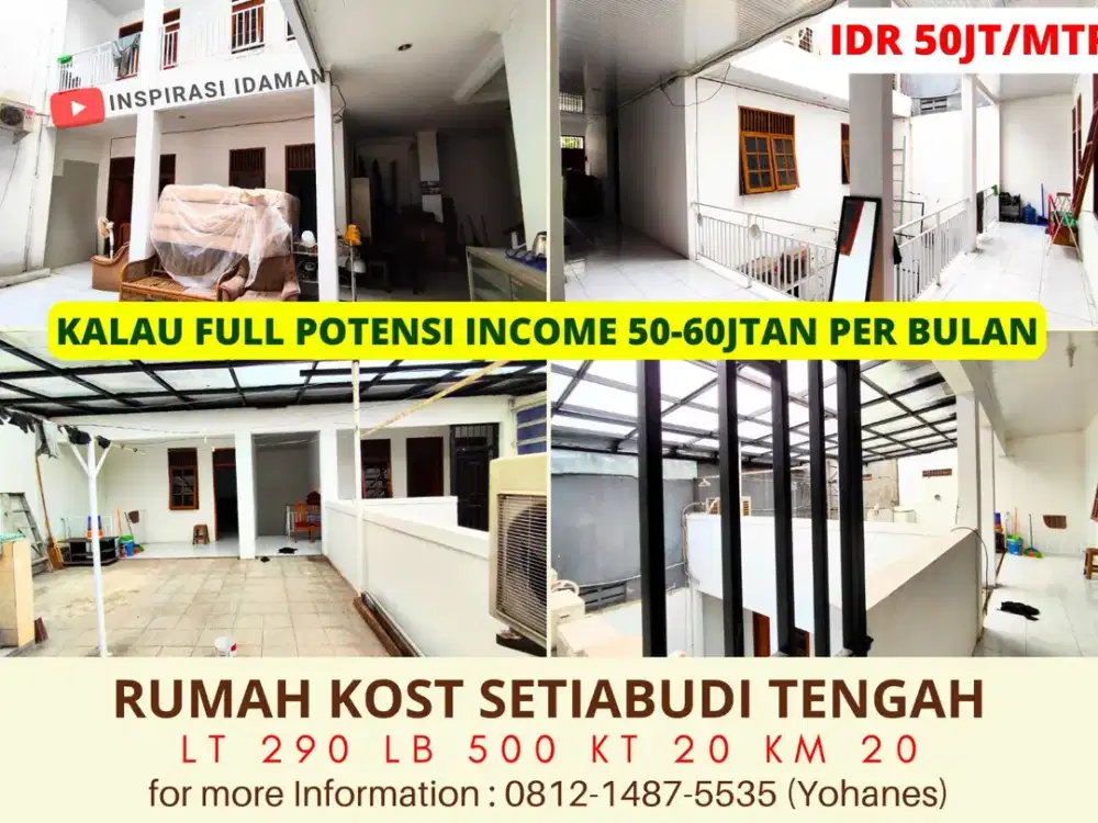 Jual / Sewa Rumah Kost 21KT Setiabudi Tengah Jaksel posisi jalan utama