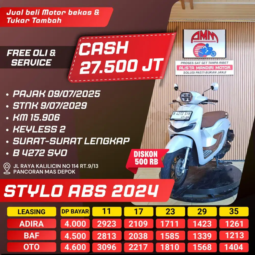 STYLO ABS 2024. SS LENGKAP. MESIN BODY KAKI2 SEPERTI BARU. BISA NEGO
