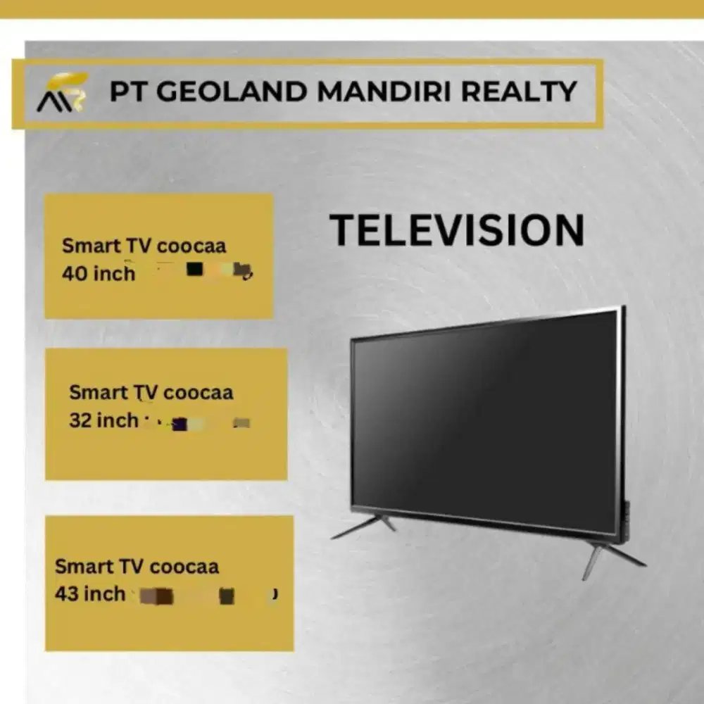 Smart TV merek Coocaa yang tersedia dalam tiga ukuran layar berbeda: