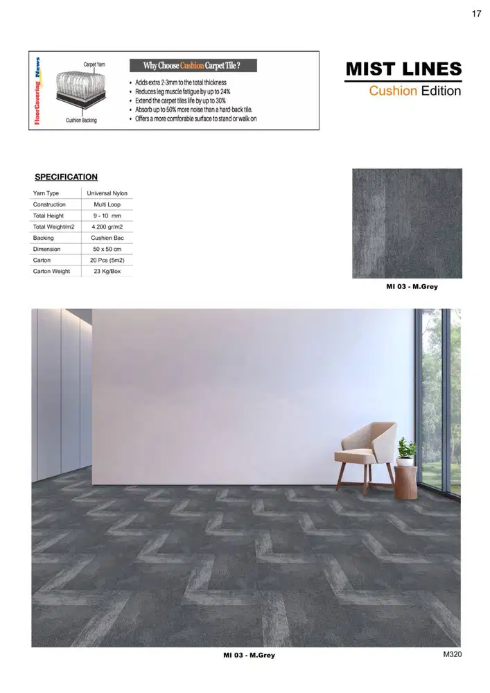 Karpet Tile Lantai Premium 50cm X 50cm per Lembar | Karpet Kantor Mist