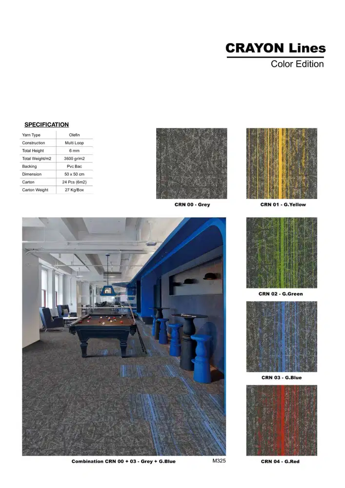 Karpet Tile Crayon Lines Premium 50cm X 50cm per Lembar Anti Slip