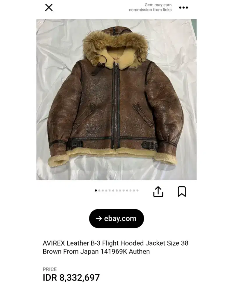 Avirex B3 Leather Jacket Vintage Bomber Pilot Jaket Kulit Military