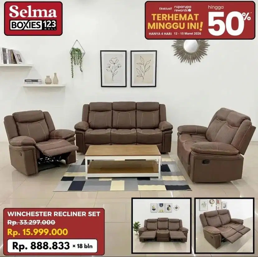 Sofa set selonjoran promo murah selma