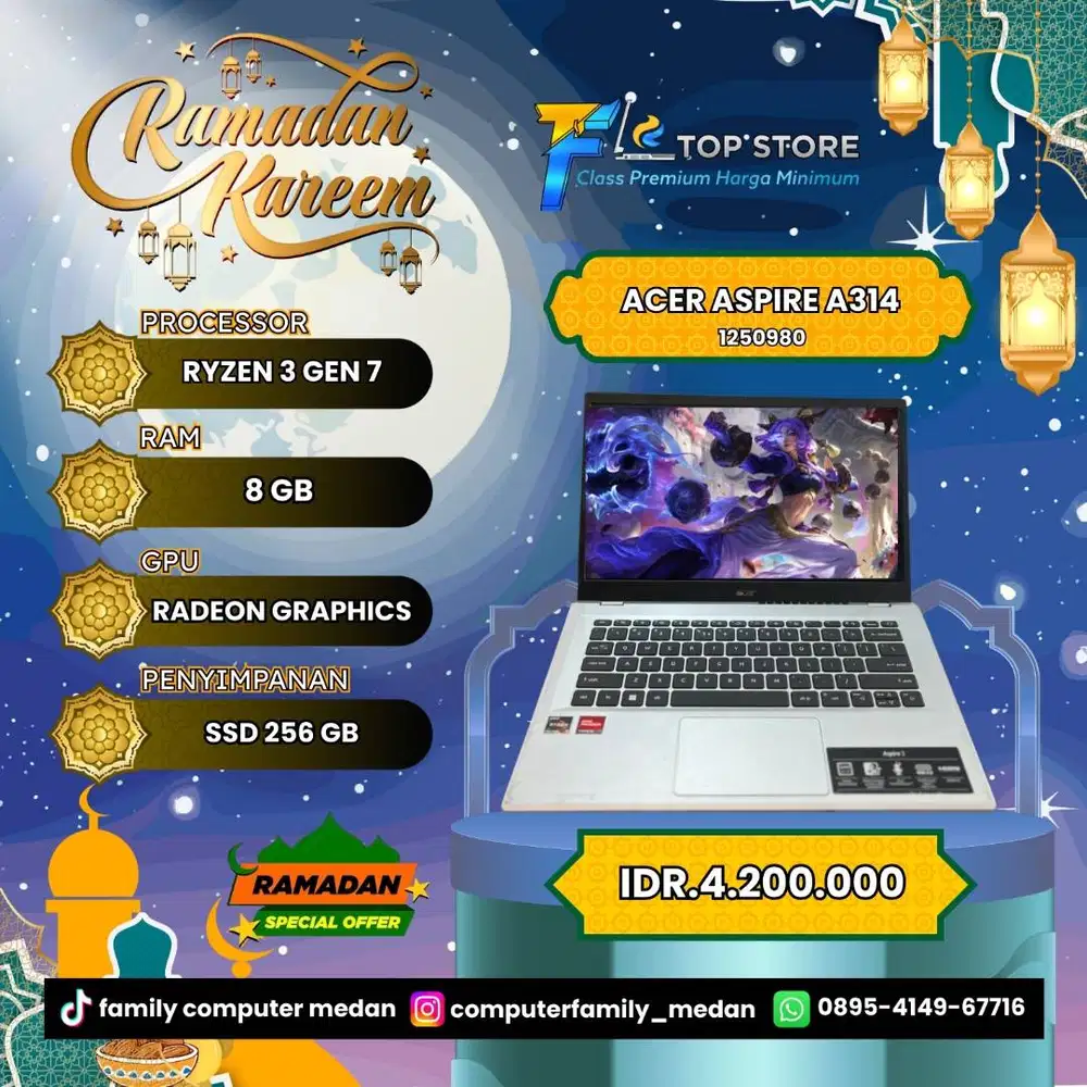 LAPTOP ACER ASPIRE A314 | AMD RYZEN 3 GEN 7 WITH RADION