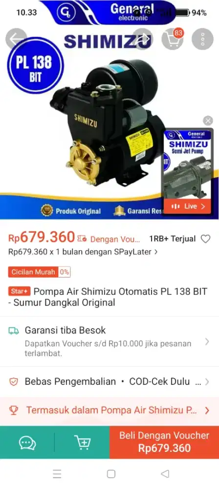 Mesin pompa air shimitsu