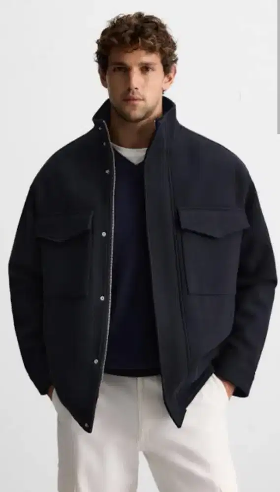 NEW ZARA Wool Coat Cropped Blend Jacket Blazer Top Trench Jaket Model