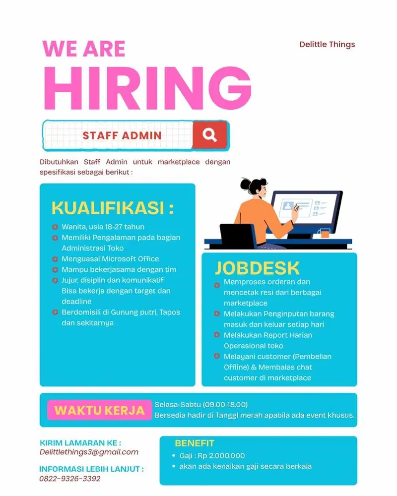 Lowongan Pekerjaan Hostlive & Admin Marketplace