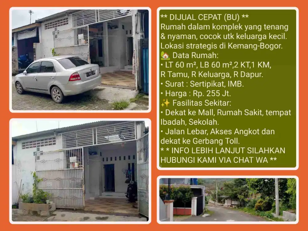Rumah Murah Siap di Tinggali Dalam perumahan di Kemang-Bogor SHM.