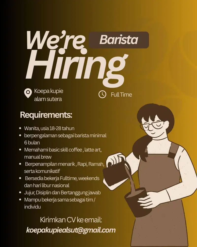 Lowongan Kerja Barista Wanita