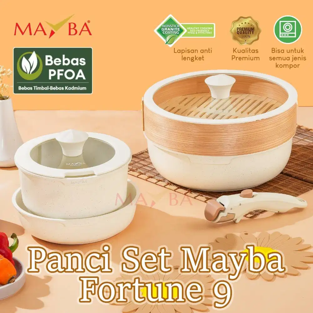 Panci Fortune 9pcs Granite Anti Lengket Steamer Wajan Oven Microwave++