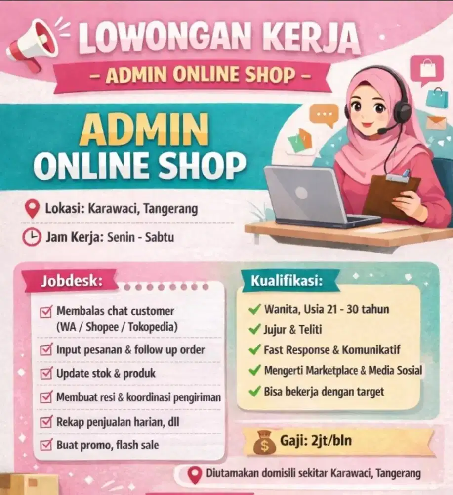 Dibutuhkan Admin Olshop