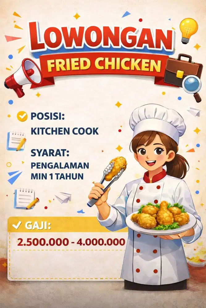 DI CARI KITCHEN COOK MIN PENGALAMAN 1 TAHUN