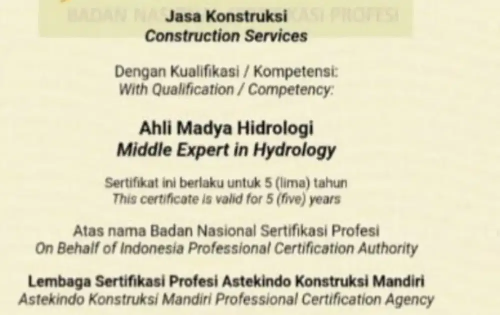 Dibutuhkan Tenaga Ahli Hydrology