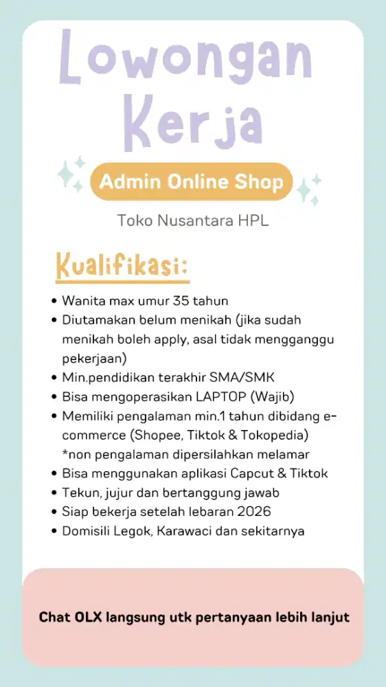 Loker admin online shop