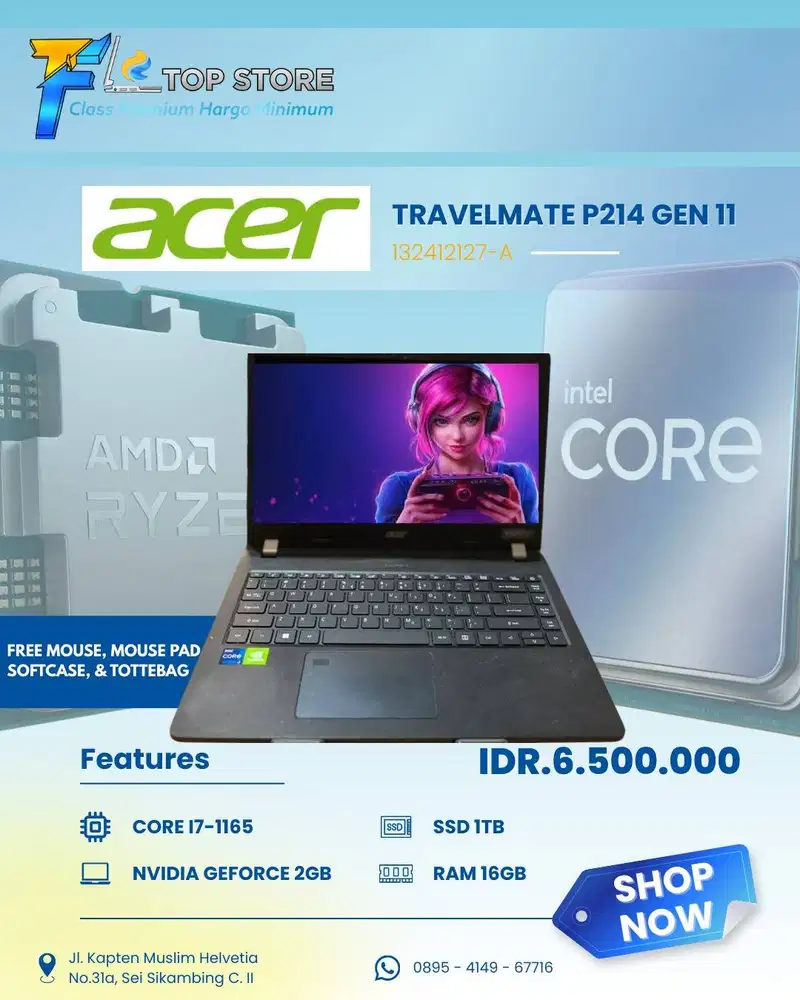 LAPTOP ACER TRAVELMATE P214 GEN 11 | CORE I7-1165 NVIDIA GEFORCE 2GB |