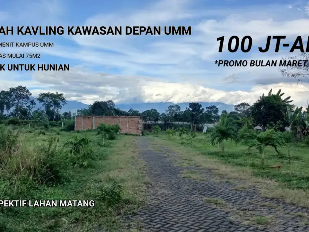 Tanah Kavling Kawasan Depan UMM Cocok untuk Hunian