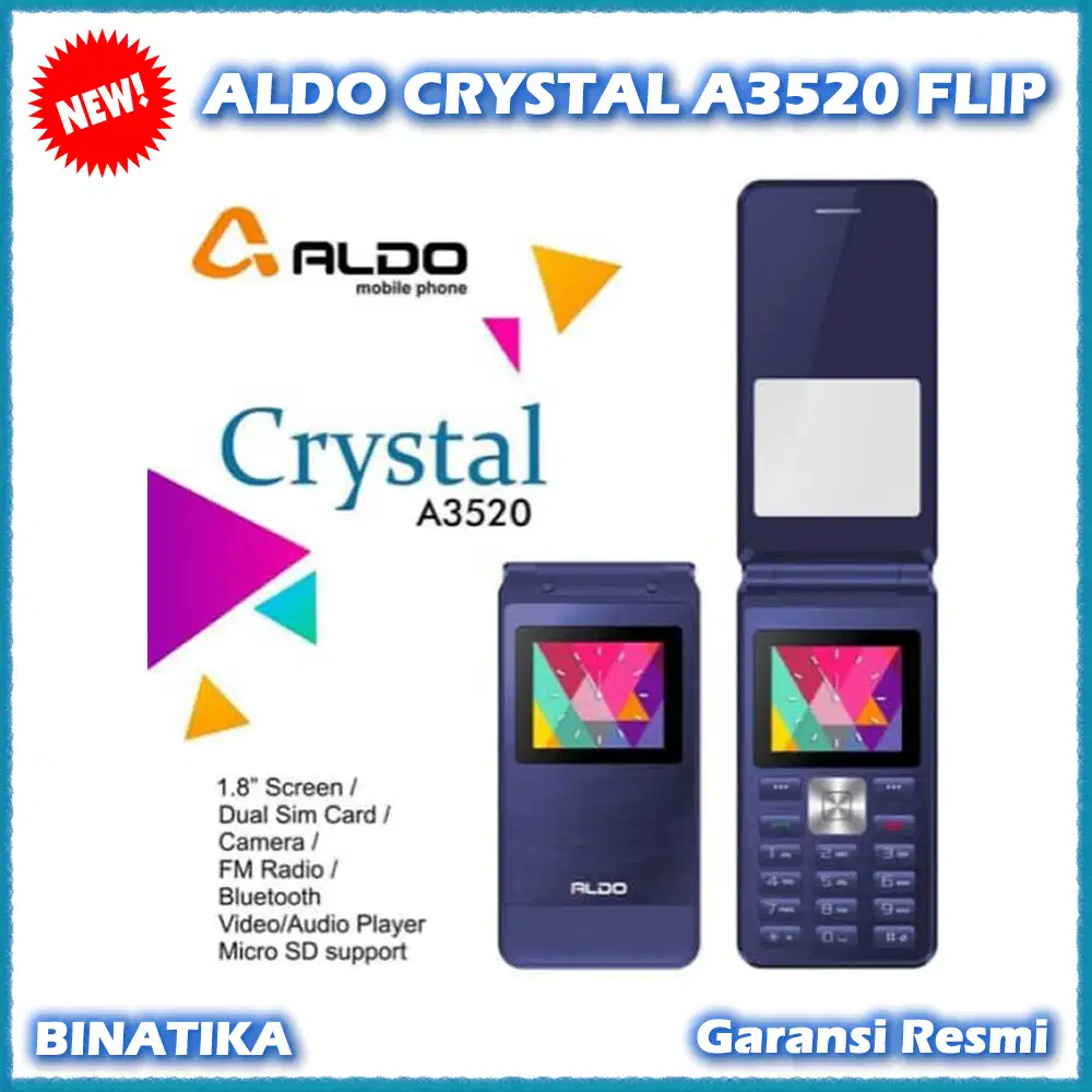 HP Lipat ALDO CRYSTAL A3520 FLIP Dual SIM Camera Garansi Resmi