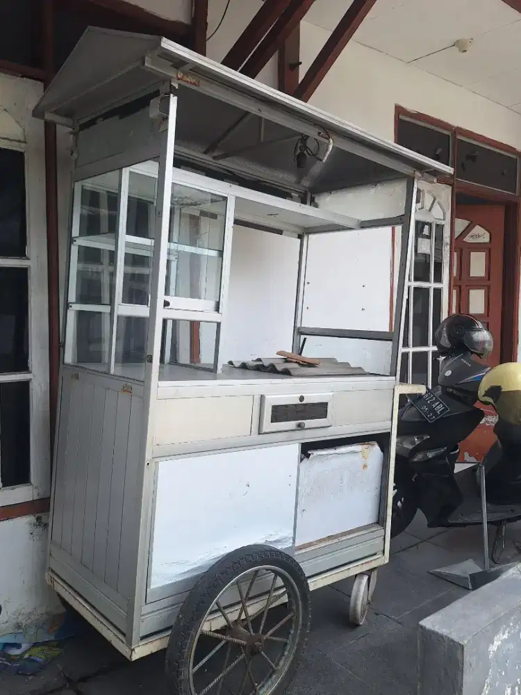 Rombong Jualan Aluminium Besar | Gerobak Usaha Dorong | 120x60 | Nego