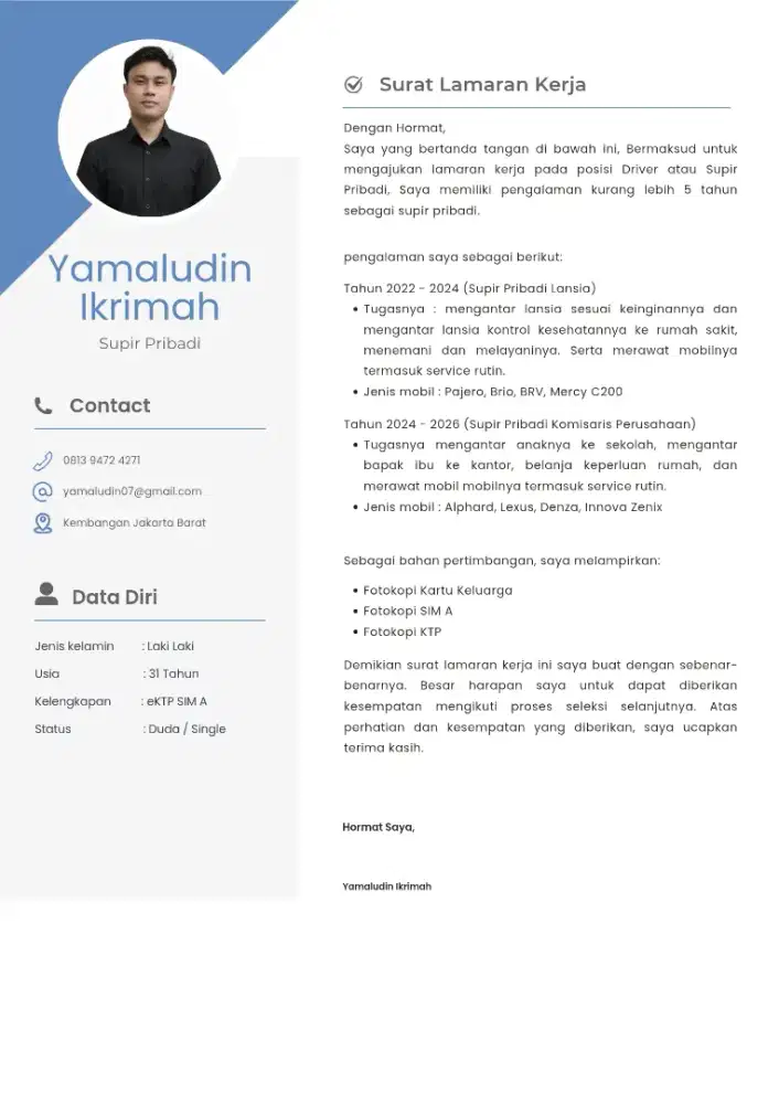 Mencari Pekerjaan Supir Pribadi