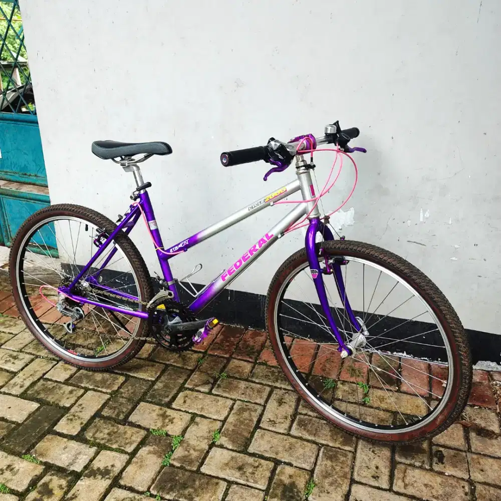 Sepeda FEDERAL Lady StrayCat 26 inch 3x7 speed ungu silver