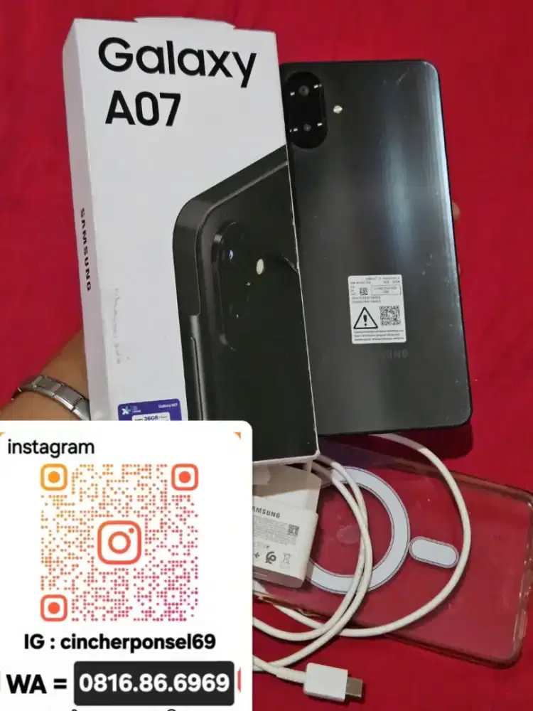 Jual HP SAMSUNG galaxy A07 fullset ORIGINAL siap pakai free adaptor