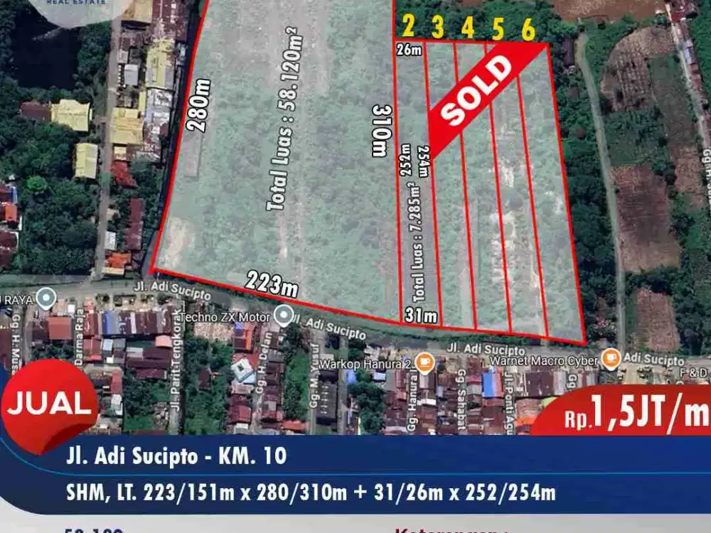Tanah Luas ±5,8 Ha. Lokasi Adisucipto