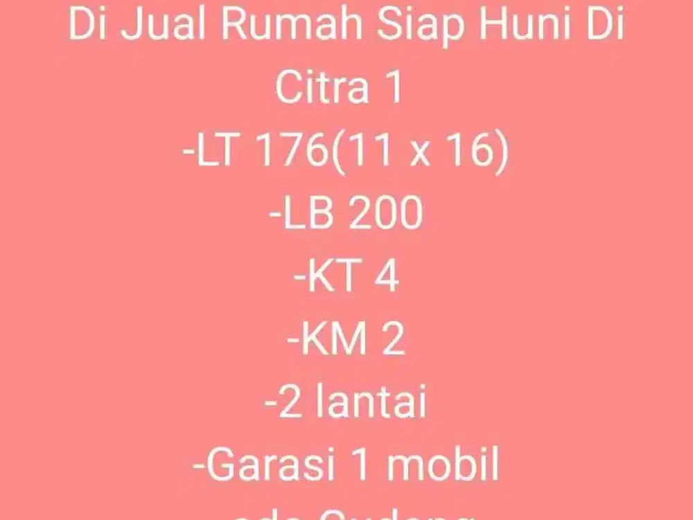 rumah murah 11x16 dibawah NJOP citra garden 1 pegadungan kalideres jakarta barat