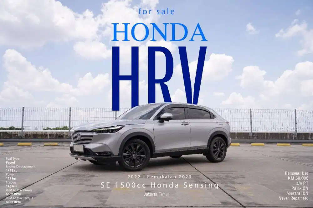 Honda HRV SE 1.5 bensin Lunar Silver (Pribadi), Asuransi aktif 1tahun