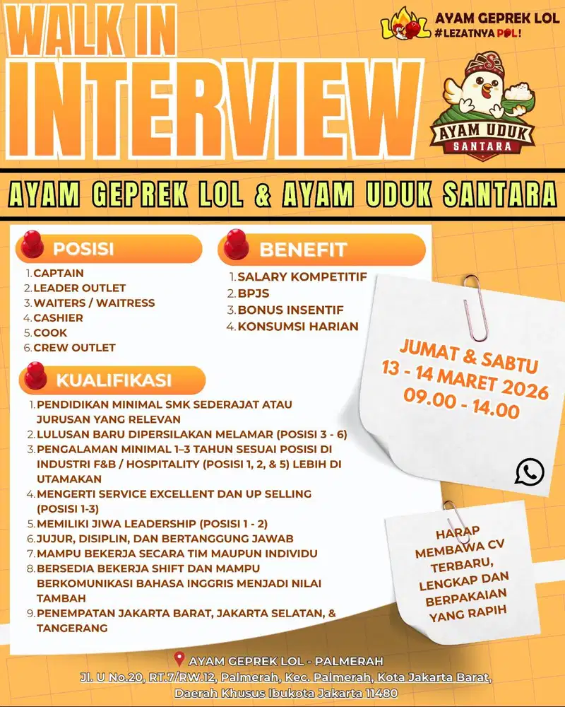 Operasioal F&B (Tangerang & Jakarta)