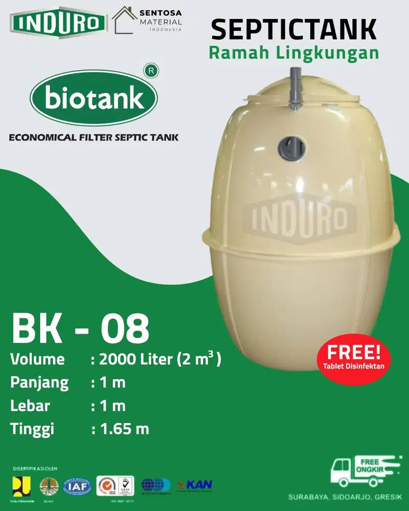 BIOTANK BK-08 | 2000 Liter | Bersertifikat | Septic Tank