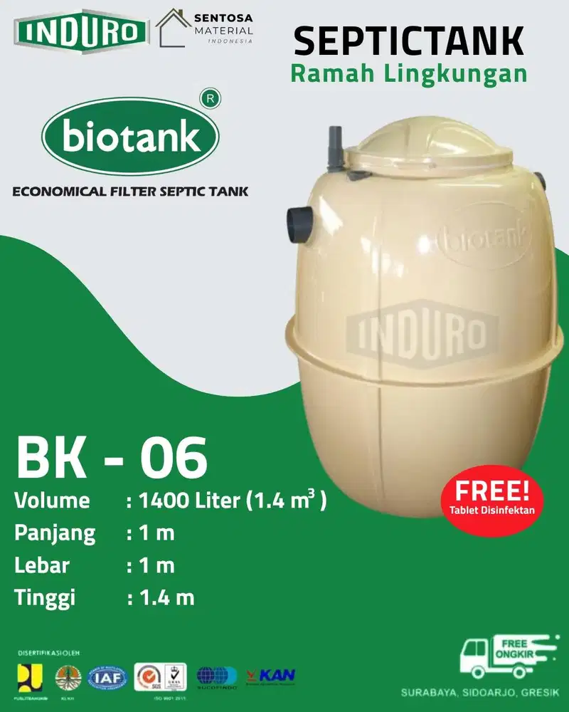 BIOTANK BK-06 | 1400 Liter | Bersertifikat | Septic Tank