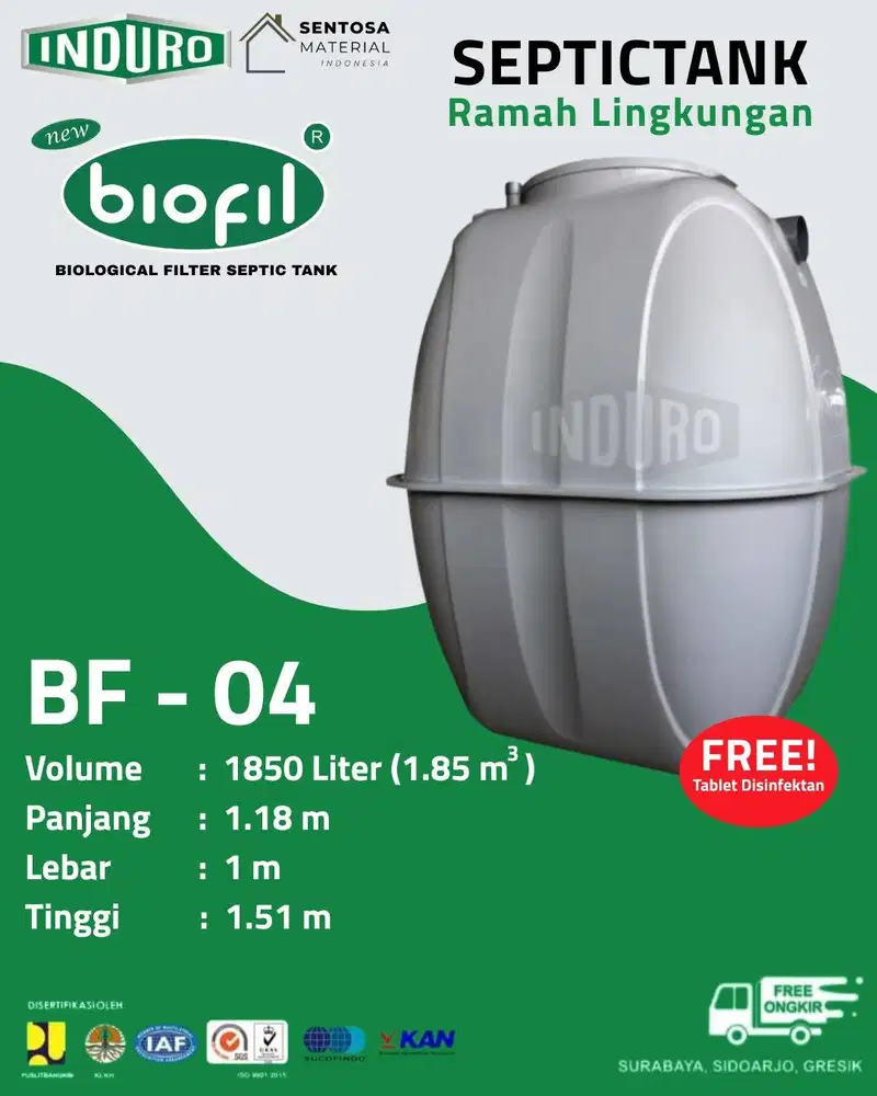 BIOFIL BF-04 | 1850 Liter | Bersertifikat | Septic Tank