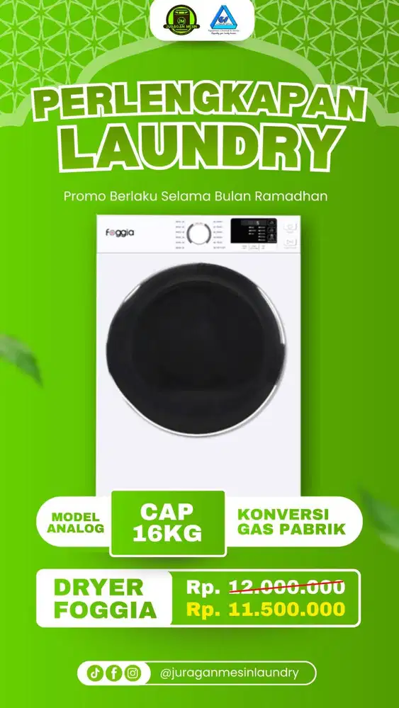 Dryer Laundry (Merk Foggia Kapasitas 16kg)