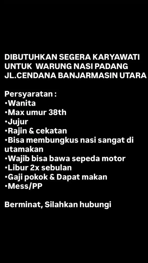 DICARI SECEPAT NYA KARYAWATI